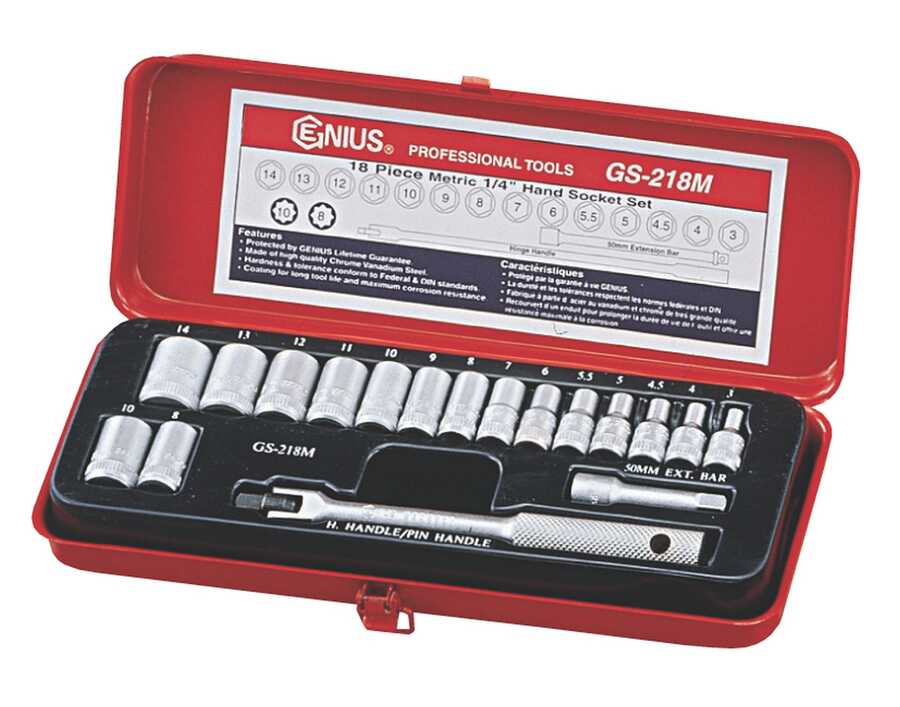 18PC 1/4" Dr. Hand Socket Set