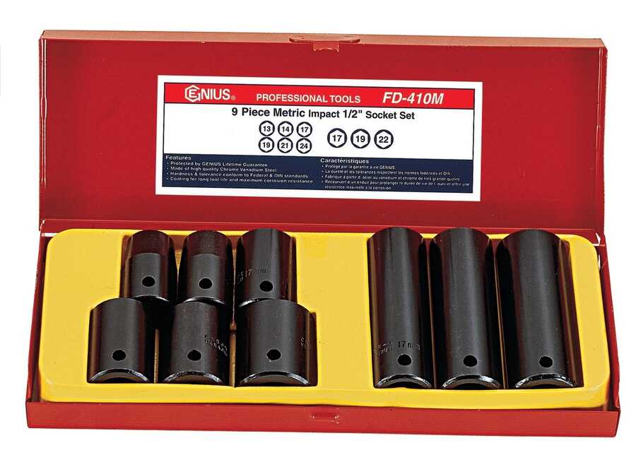 9PC 1/2" Dr. Deep Impact Socket Set