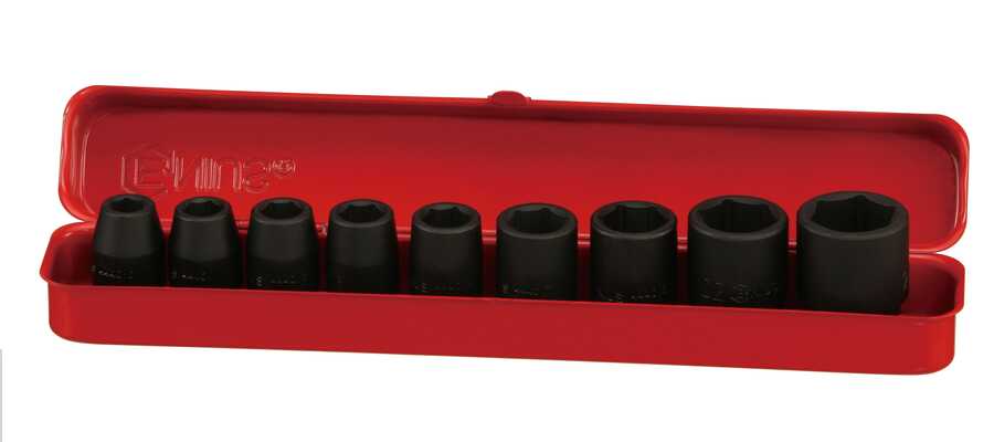 9PC 1/2" Dr. Metric Impact Socket Set