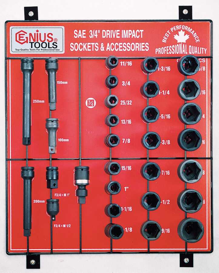 30PC 3/4" Dr. Impact Sockets Display Board