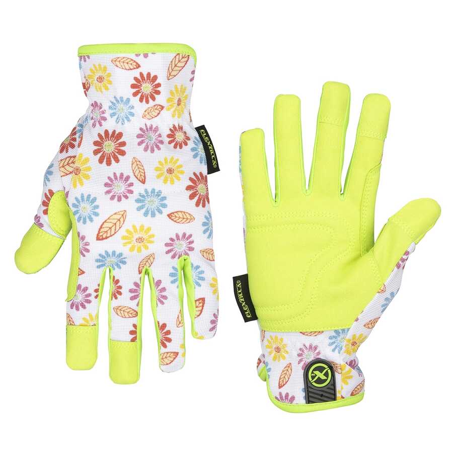 Gloves Synth Leather Floral/ZillaGreen For Women S