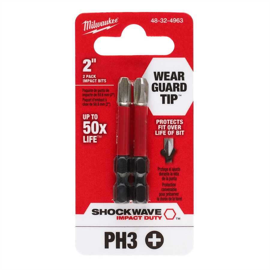 SHOCKWAVE Impact Duty 2" PH3 Bit 2PK