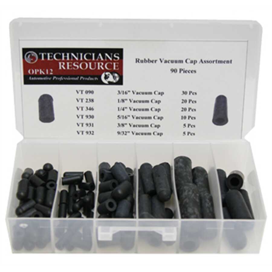 Rubber Vacuum Cap Assortment (90 Pcs / 6 Sizes)