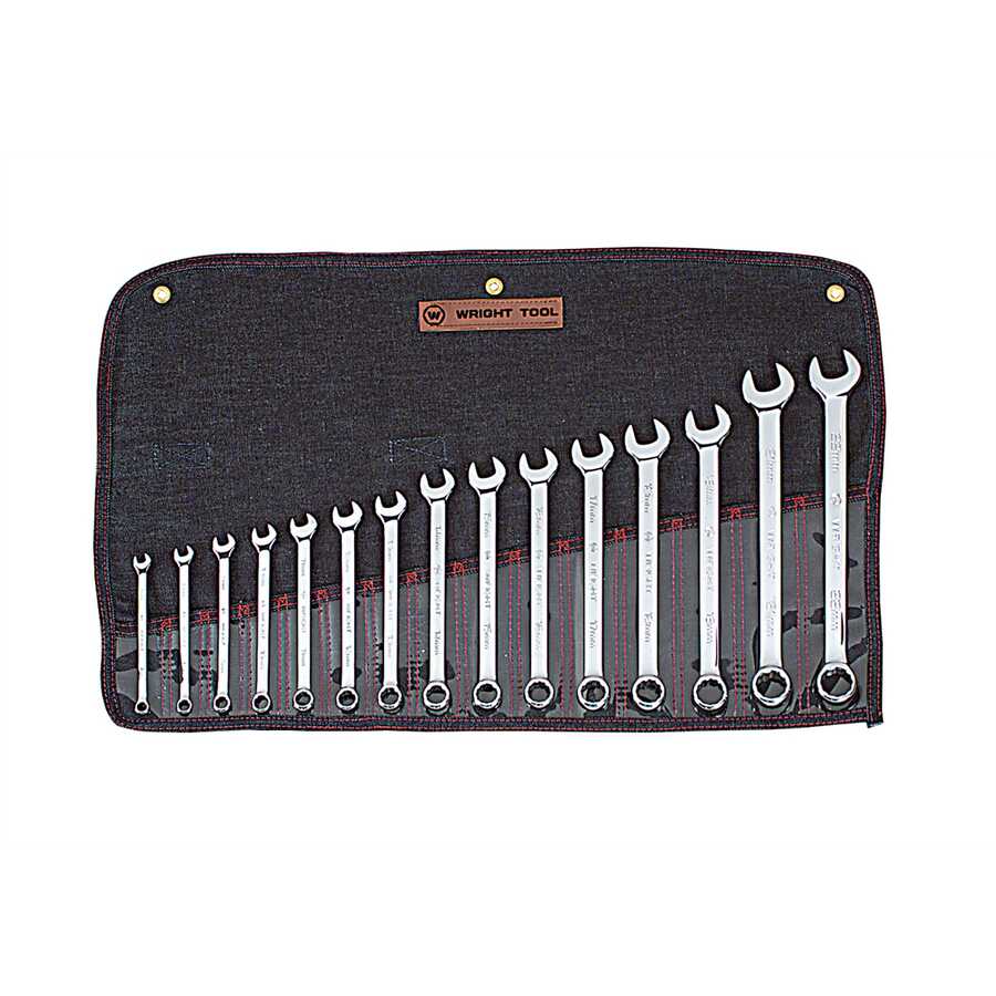 15pc 12pt. Metric Full Polished Comb Wrench Set