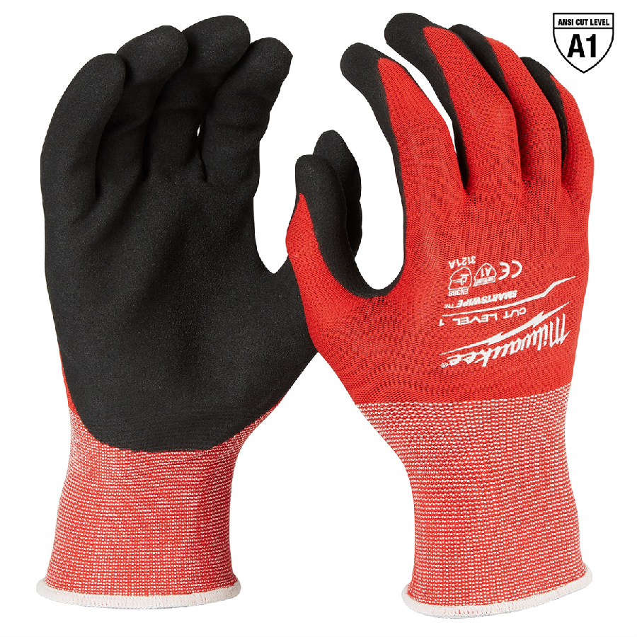 Red Nitrile Lvl 1 Cut Resist Dip Work Gloves Small