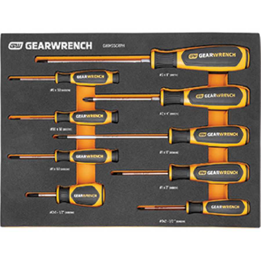 9 Piece Phillips Dual Material Screwdriver Set in Foam Storage T