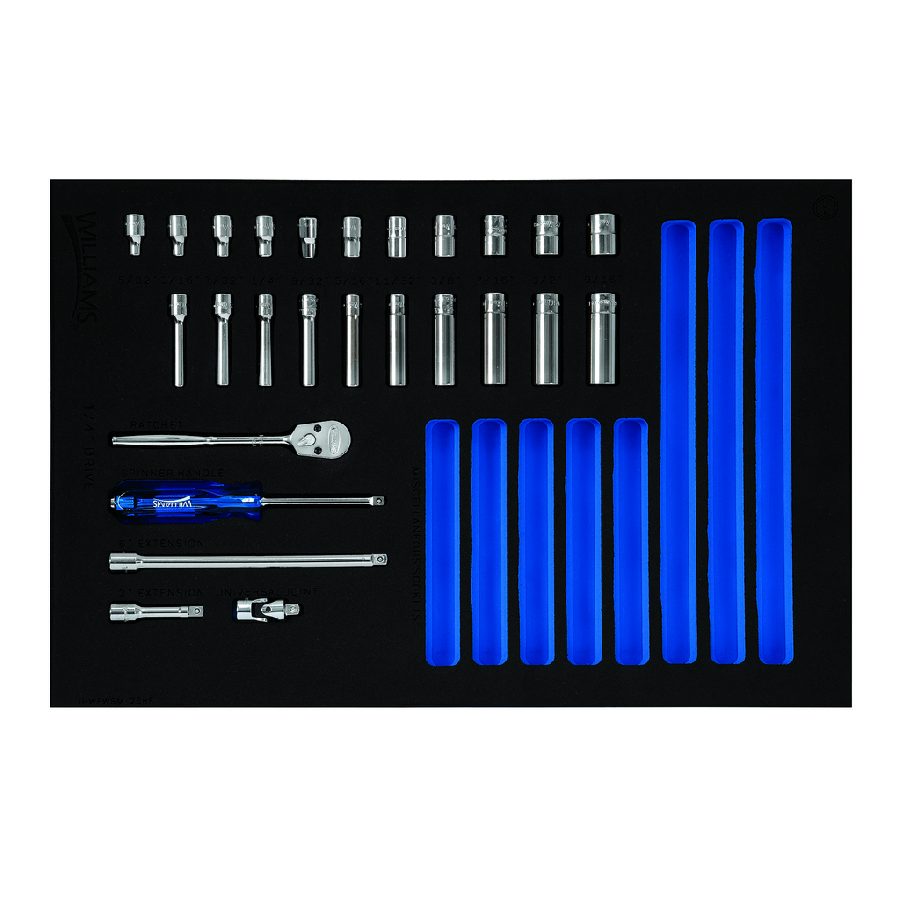 27 pc 1/4 Drive 6-Point SAE Standard Socket and Drive Tool Set i