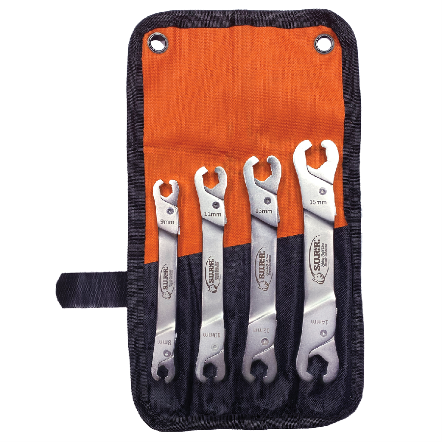 4-Piece set of versatile ratchetin line wrenches