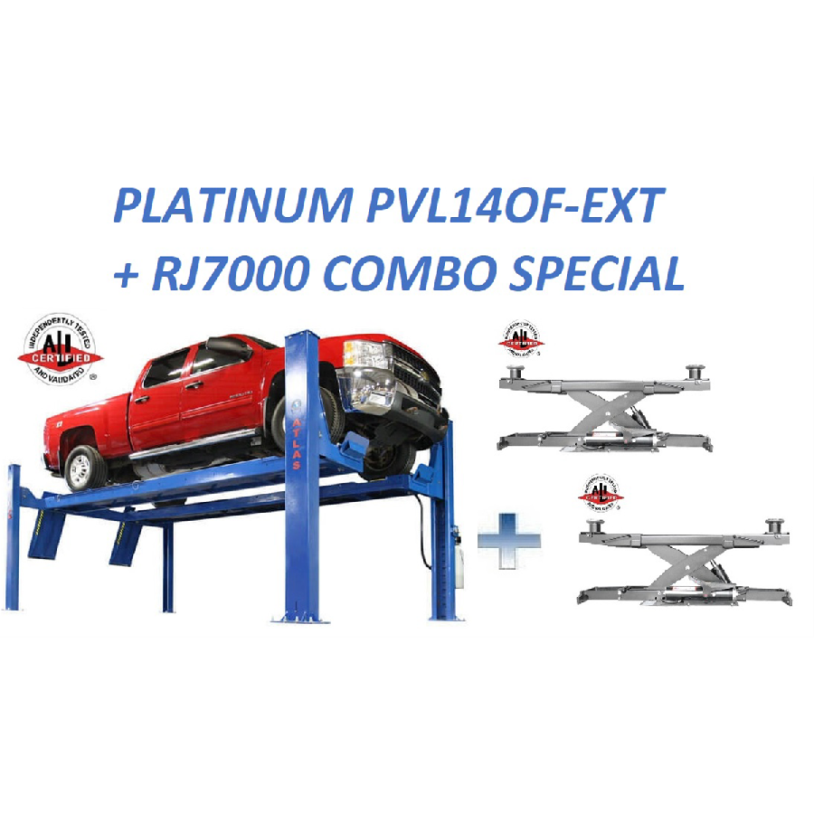 Atlas Platinum PVL14OF-EXT Alignment Lift + RJ7000 Rolling Jacks