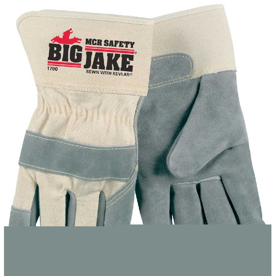 MCR Safety Big Jake Premium A+ Side Leather Palm Work Gloves