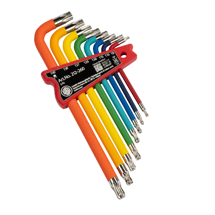 Color-coded TX Allen key set with ball head in KUKKO clip, key s