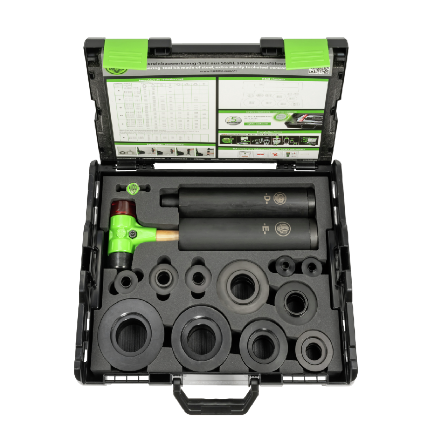 Bearing installation tool set made of steel, heavy-duty, for bal