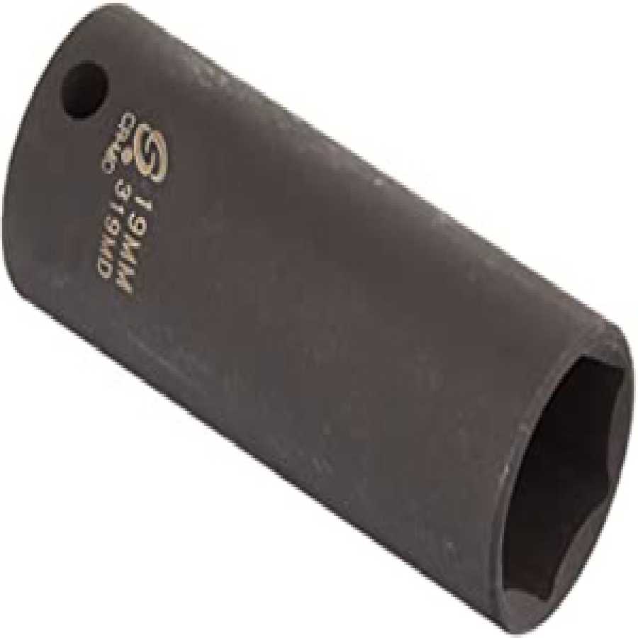 3/8 In Dr Impact Socket, 6 Pt, Deep, 19mm