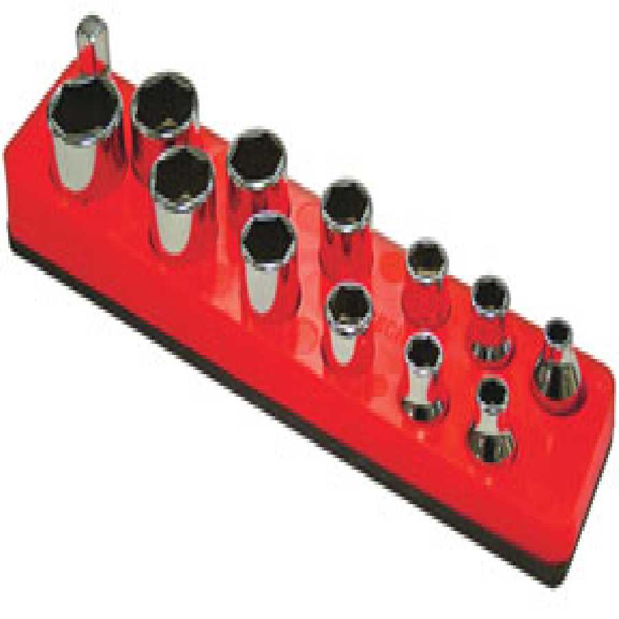 3/8 In Drive Shallow Socket Organizer w/ Magnetic Base - Rocket