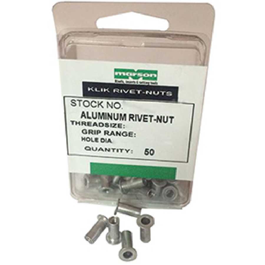 Klik Rivet-Nuts - Aluminum - 5/16-18 Thread Size - .030 to .12