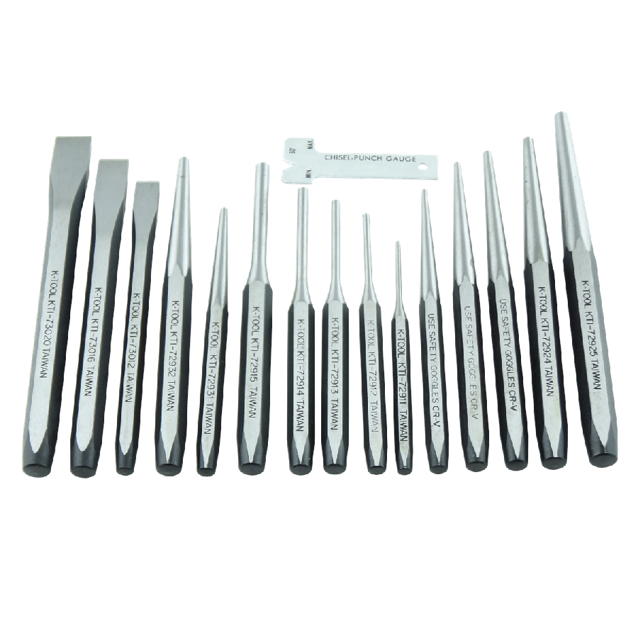 Punch & Chisel Set w/ Tray - 15-Pc