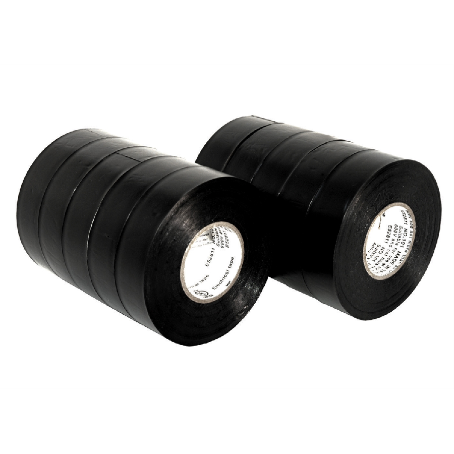 Electrical Tape - Black 3/4 In x 60 Ft Roll - 10/Sleeve