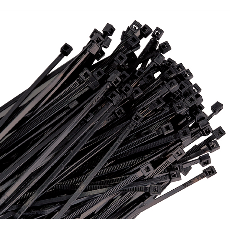 11 In 50 Lb Tensile Nylon Ties - Black - 100/Pk