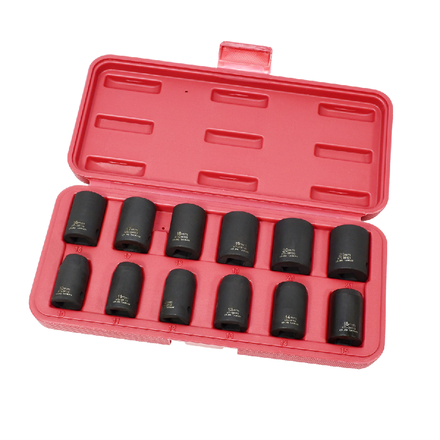 Metric Impact Socket Set - 1/2 In Drive - 12 Piece