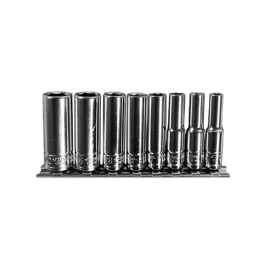 Deep Socket Set SAE - 1/4 In Drive - 8 Piece