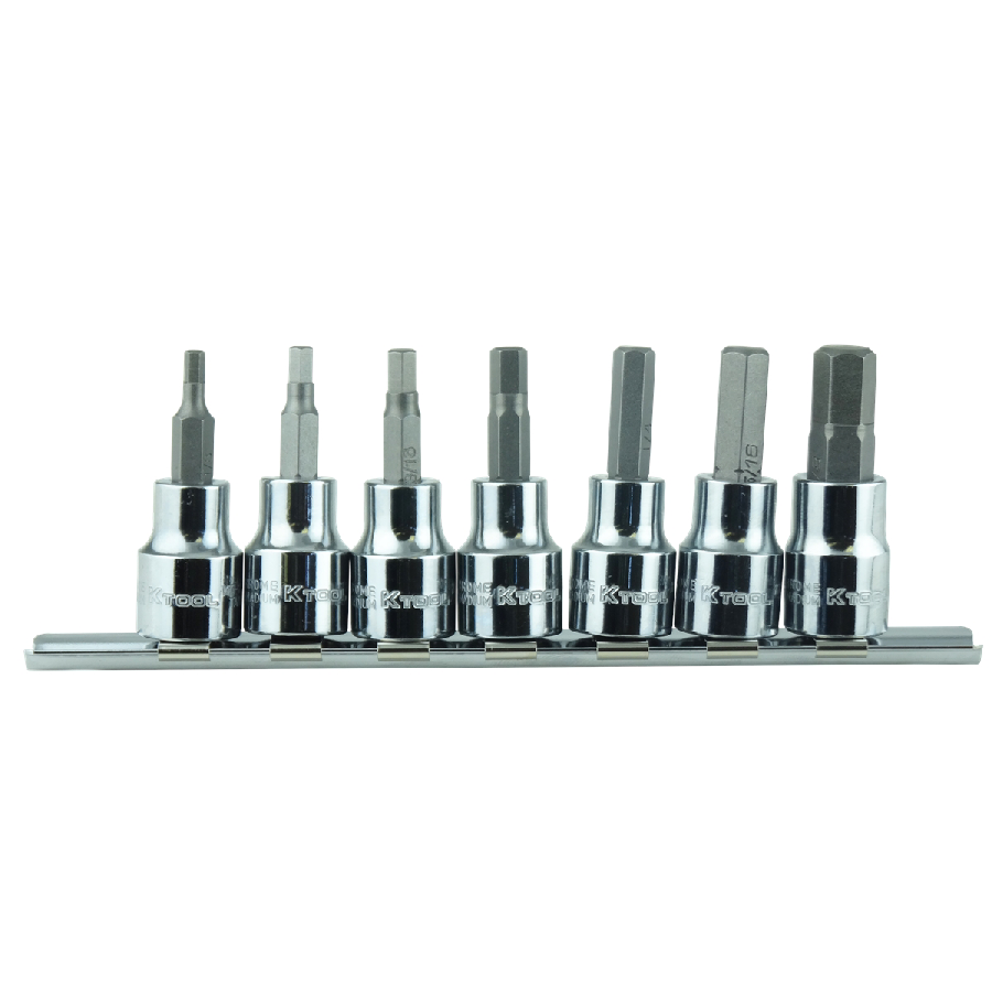 Hex Bit Socket Set SAE - 3/8 In Drive - 7 Piece