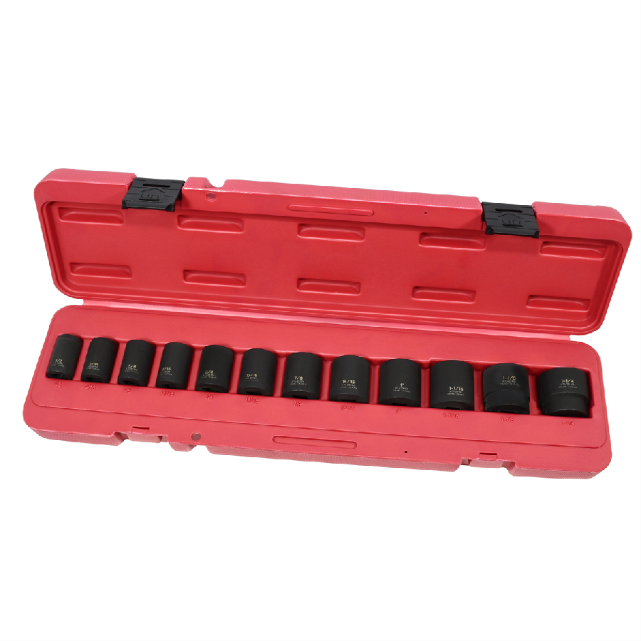 1/2 In Dr Standard Impact Socket Set SAE - 12 Piece