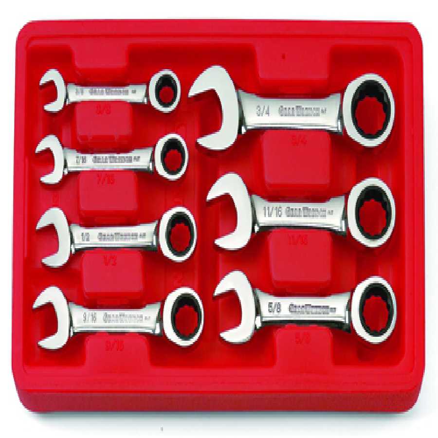 Fractional Stubby Gearwrench Set - 7-Pc