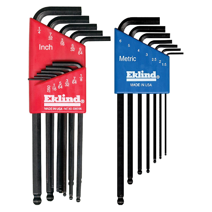 18-Pc Ball Hex Key Set Combo .050-1/4In 1.5-6mm