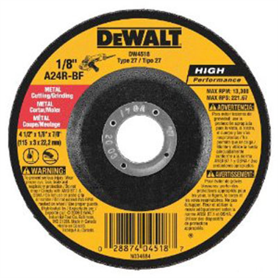 Gen Purpose Metal Wheel - 4-1/2 x 1/8 x 7/8In