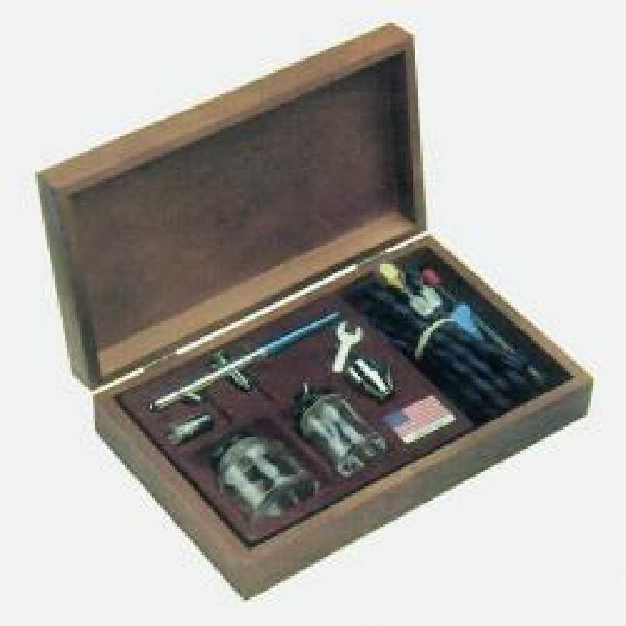 Professional Air Brush Set with Wood Case