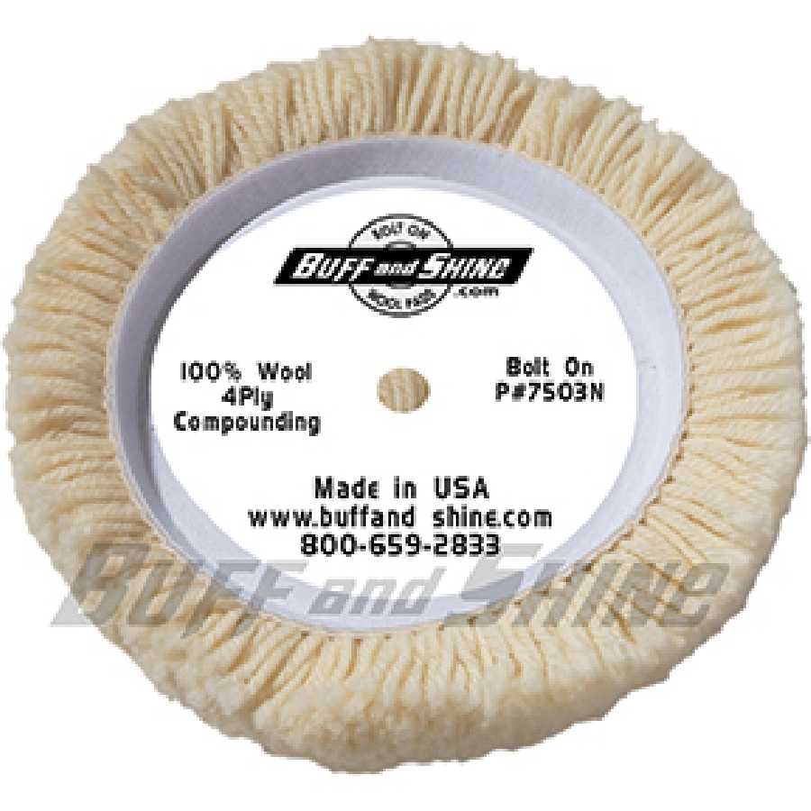 Wool 4 Ply Bolt-on Buffing Pad - 7 1/2 In w/ 1 1/2 In Pile