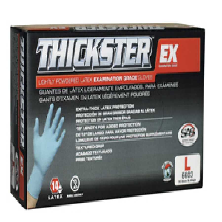 Thickster Lightly Powdered Textured Latex Exam Gloves 50/Box - L