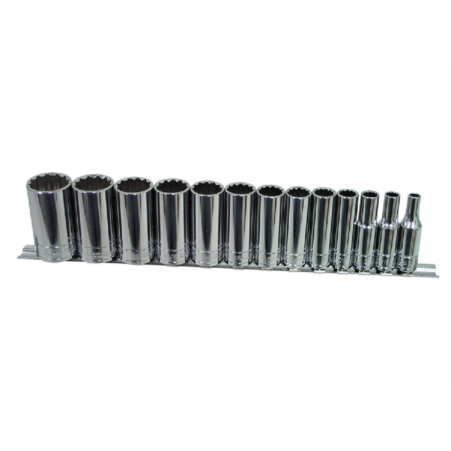 3/8 In Dr 12 Pt Deep SAE Socket Set - 13-Pc