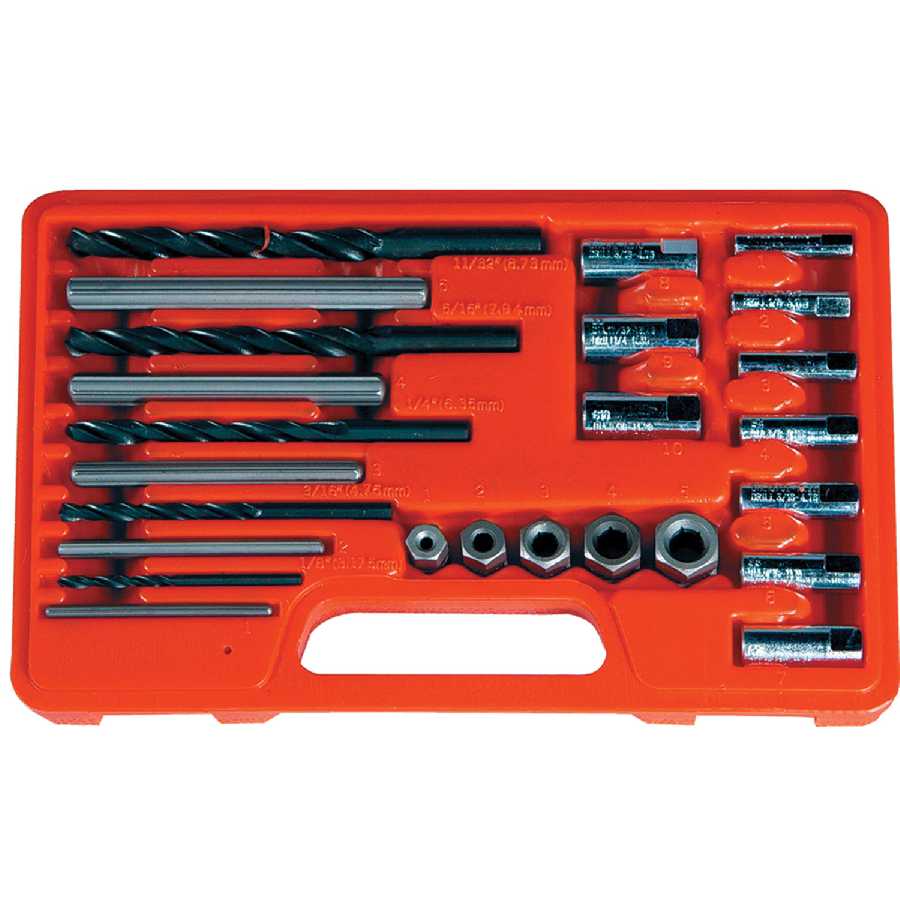 Screw Extractor Drill and Guide Set - 25-Pc