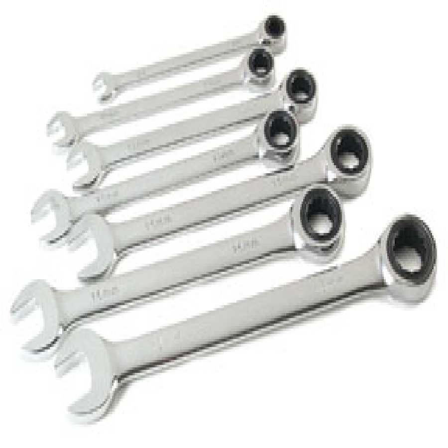 Ratcheting Metric Combination Wrench Set - 7-Pc