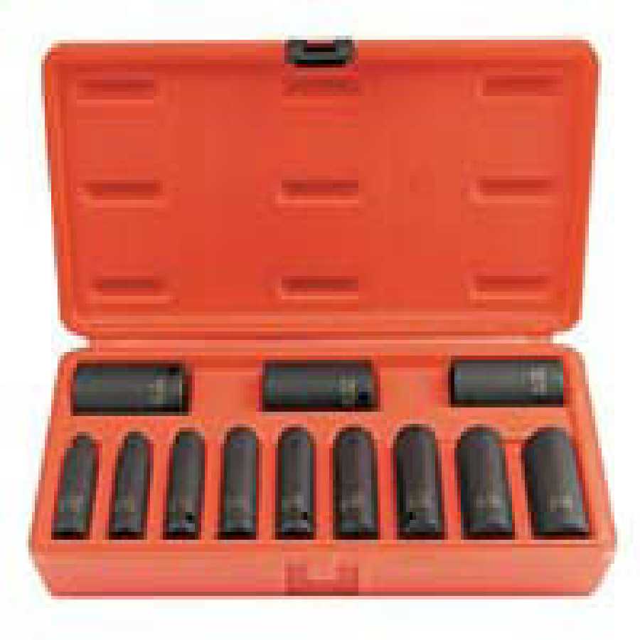 3/8 In Dr 12-Pt Deep SAE Impact Socket Set - 12-Pc