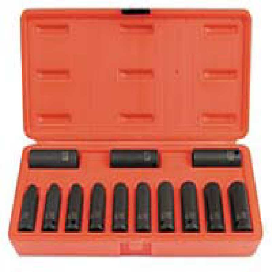 3/8 In Dr 12-Pt Deep Metric Impact Socket Set - 13-Pc