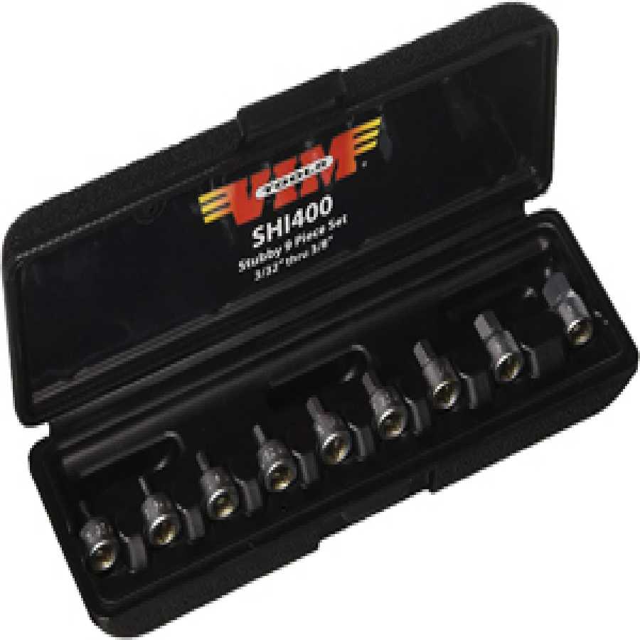 1/4 In Dr Stubby Hex Bit Set SAE - 9 Pc