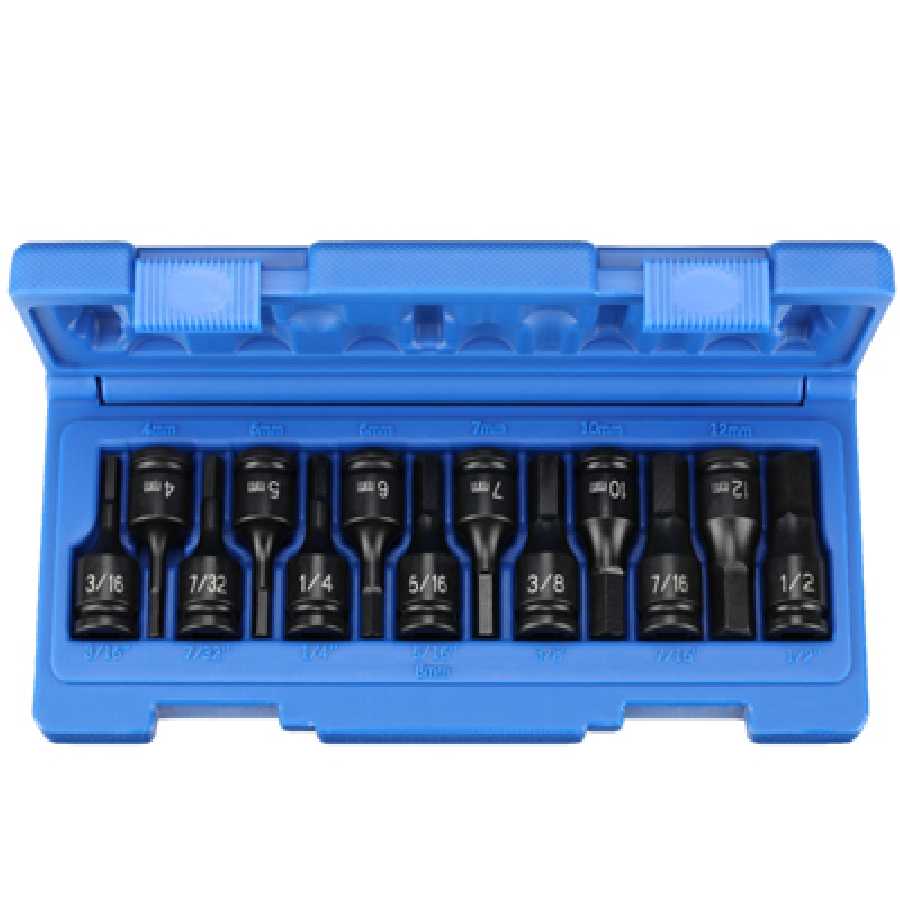 3/8 In Dr Metric / SAE Hex Impact Driver Set - 12-Pc