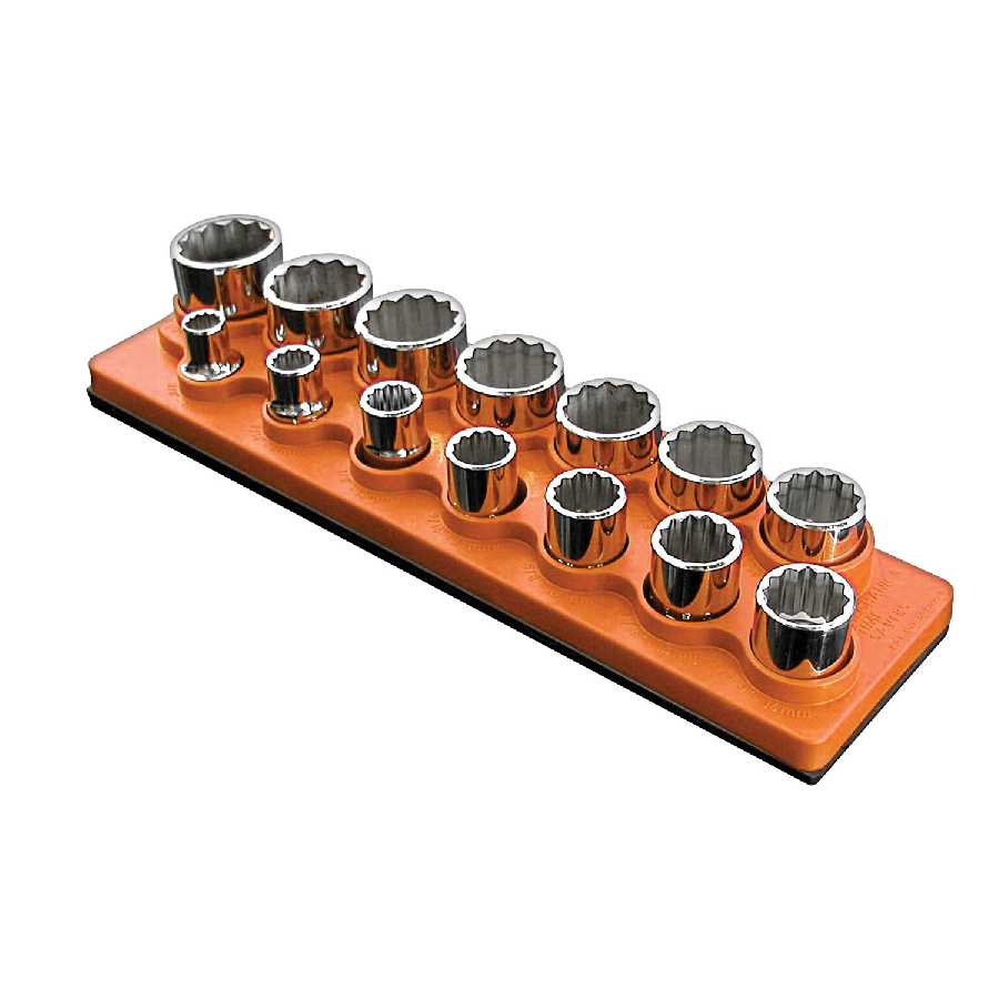 1/2 Inch Drive Shallow Socket Organizer w/ Magnetic Base 14 Hole