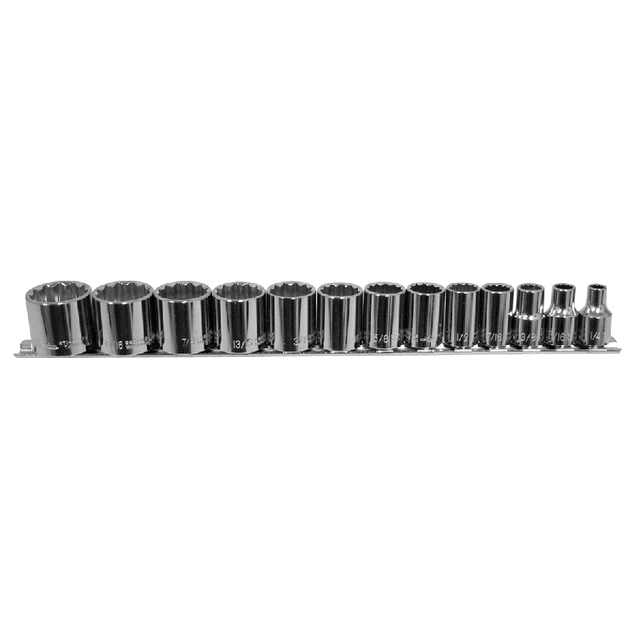 3/8 In Dr 12-Pt Shallow SAE Socket Set - 13-Pc