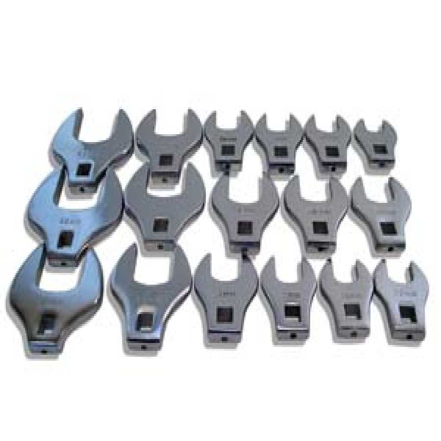 1/2 In Dr Jumbo Metric Crowfoot Wrench Set - 17-Pc