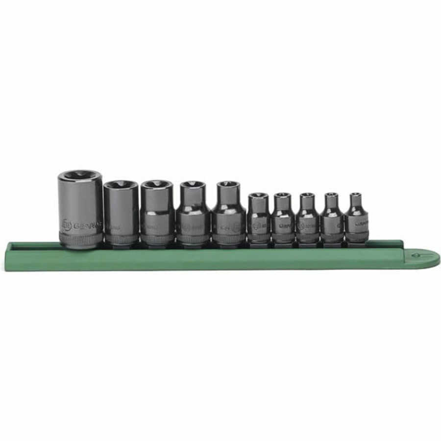 1/4 In, 3/8 In and 1/2 In Drive External Torx Socket Set - 10-Pc