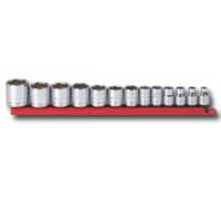 3/8 In Drive 6 Point Standard SAE Socket Set - 13-Pc