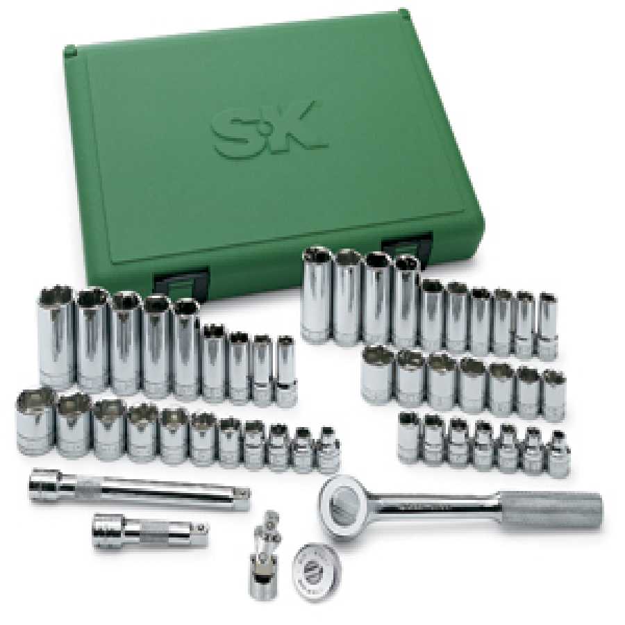 3/8 In Drive 6 Point Fractional Metric Socket Set w/ Swivel Univ