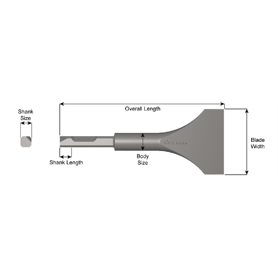 WIDE SCALING CHISEL 7 1/2"X3"