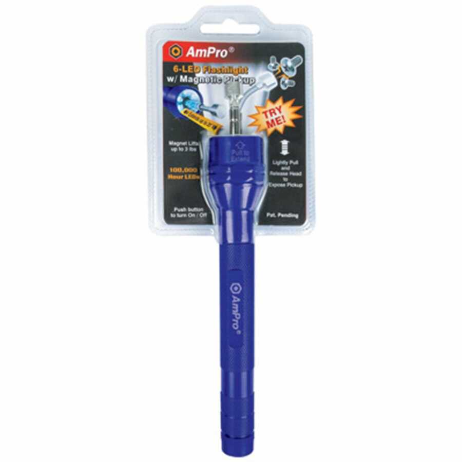 BLUE 6LED FLASHLIGHT W/MAG PU