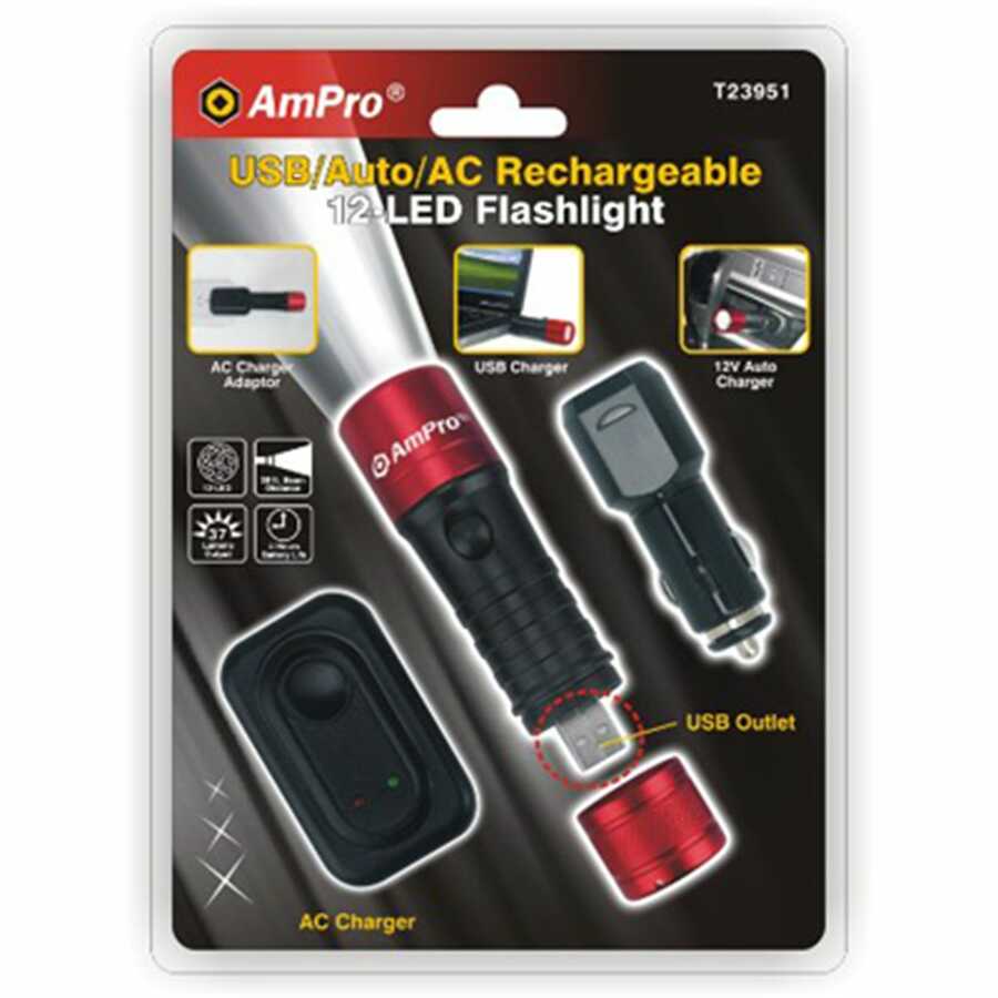 USB/Auto/AC Recharg Flashlight