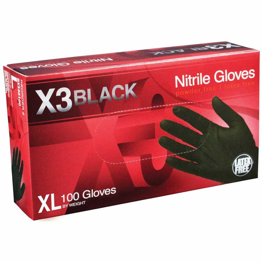 XL X3 Powder Free, Textured, Black Nitrile