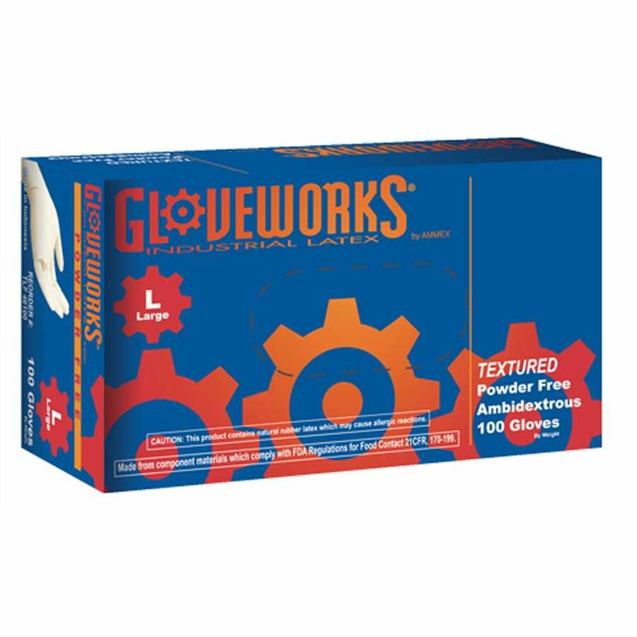 L Gloveworks Powder Free Textured Latex Gloves